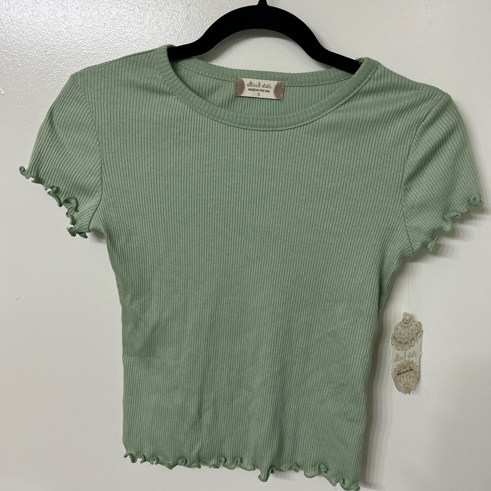 Altard State Light Green Cropped Ribbed Tee - NWT